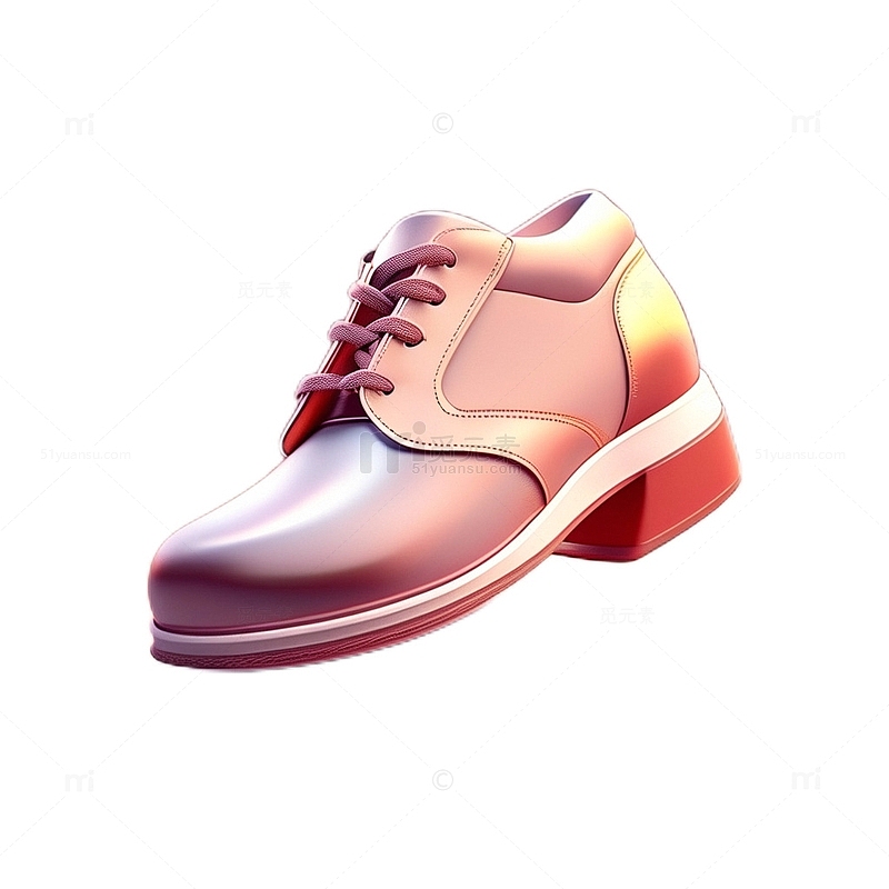 3D立体卡通皮鞋图标微软风粉色