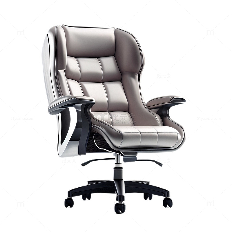 3D立体真实老板椅灰色大气