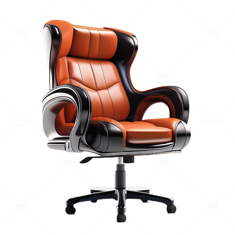 3D立体真实老板椅棕色商务