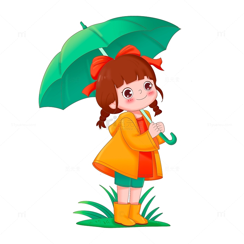 谷雨节气女孩撑着雨伞