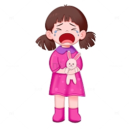 女孩抱着兔子玩偶伤心的哭免抠元素