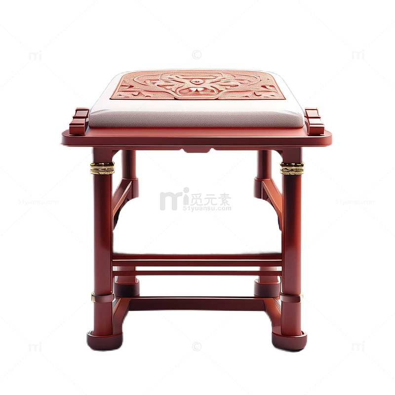 3D立体真实红木凳子中国古代