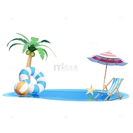 3D夏季海滩度假场景
