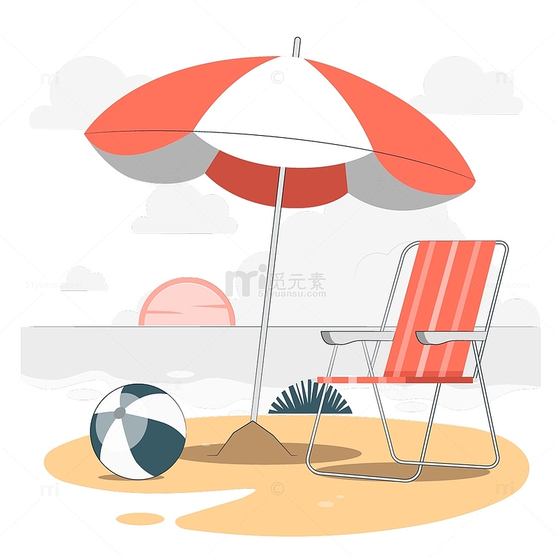 沙滩上的遮阳伞和椅子