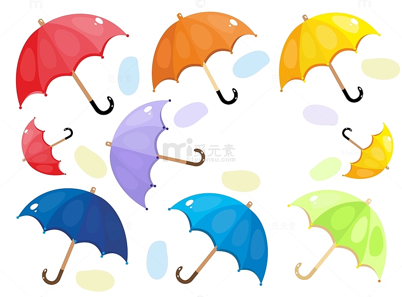 打开的彩色雨伞合集