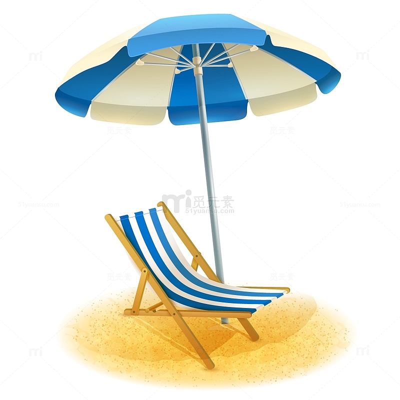 沙滩上的遮阳伞和躺椅
