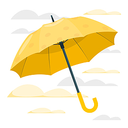 撑开的黄色雨伞手绘