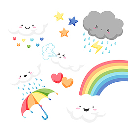 雨季卡通装饰元素