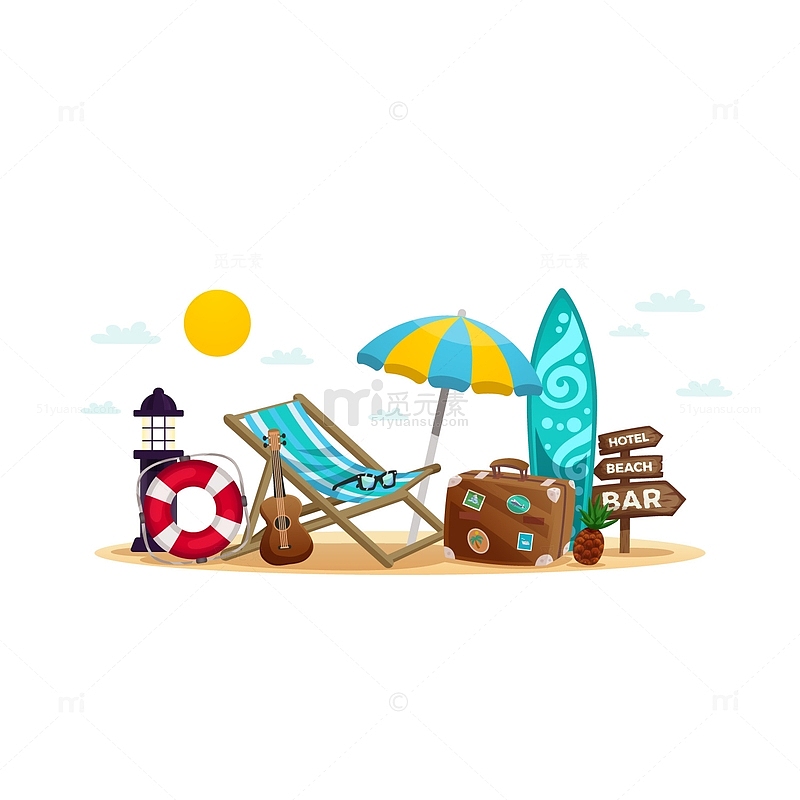 夏日海滩度假遮阳伞