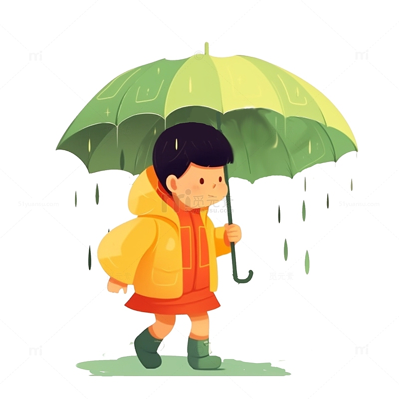 拿着雨伞的小男孩