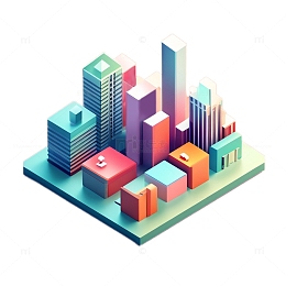 3D立体卡通扁平化城市素材