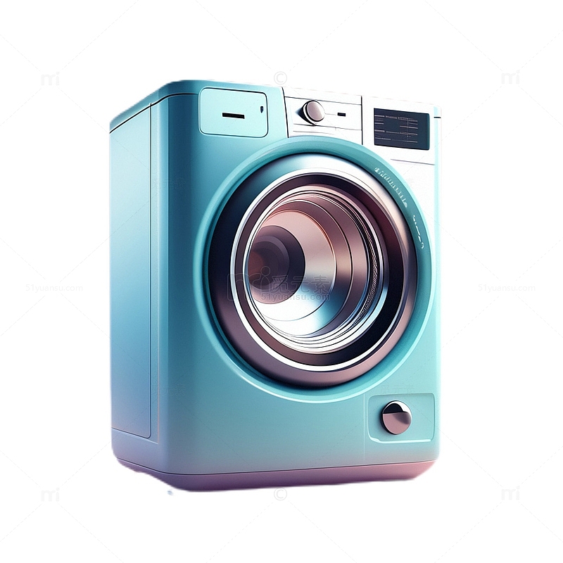 3D立体真实洗衣机电器青色滚筒