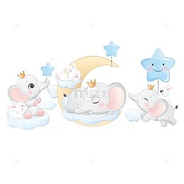 可爱的小象水彩插图集