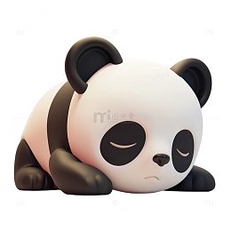卡通3D睡觉的熊猫