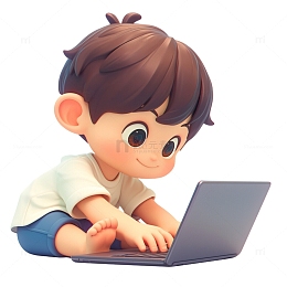 小孩在使用笔记本电脑2