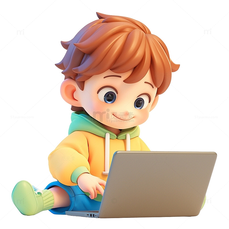 小孩在使用笔记本电脑3
