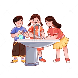 三个小朋友洗手元素
