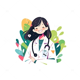 扁平卡通女医生
