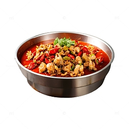 不锈钢盆里的麻辣牛蛙