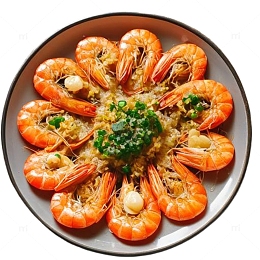 俯视美食蒜蓉粉丝虾