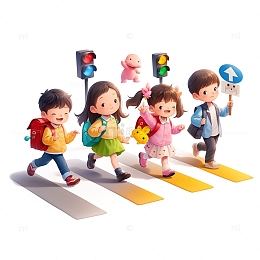 幼儿园小朋友过马路