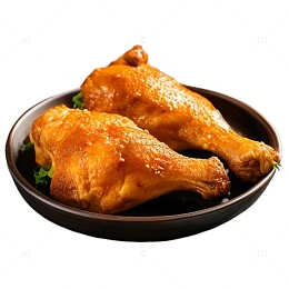 黑色盘子里的鸡腿