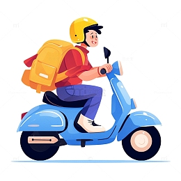 骑电动车送外卖的小哥