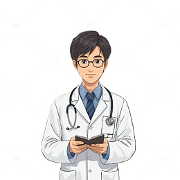 翻看记事本的男医生