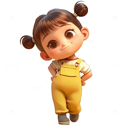 扎着丸子头的小女孩