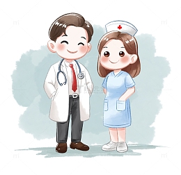 世界卫生日医生护士医护人员手绘插画