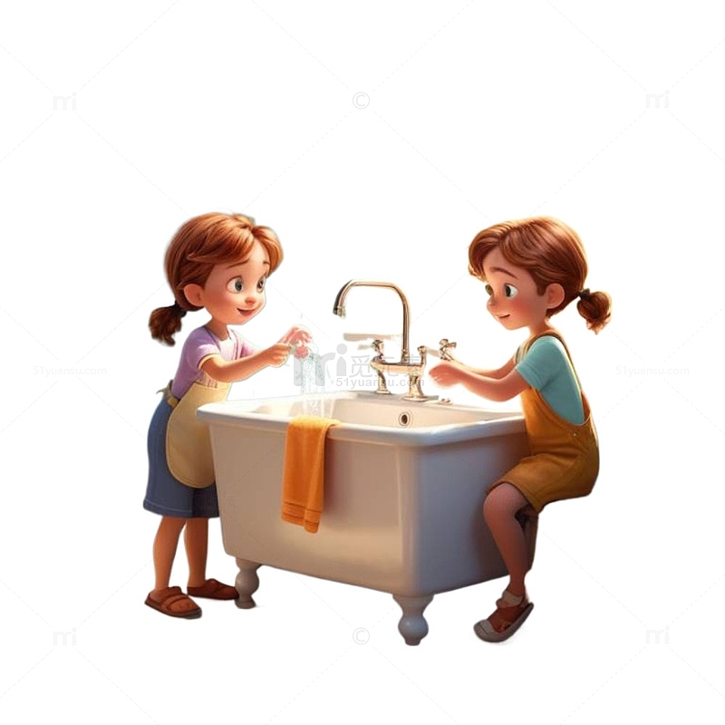 洗手的可爱女孩