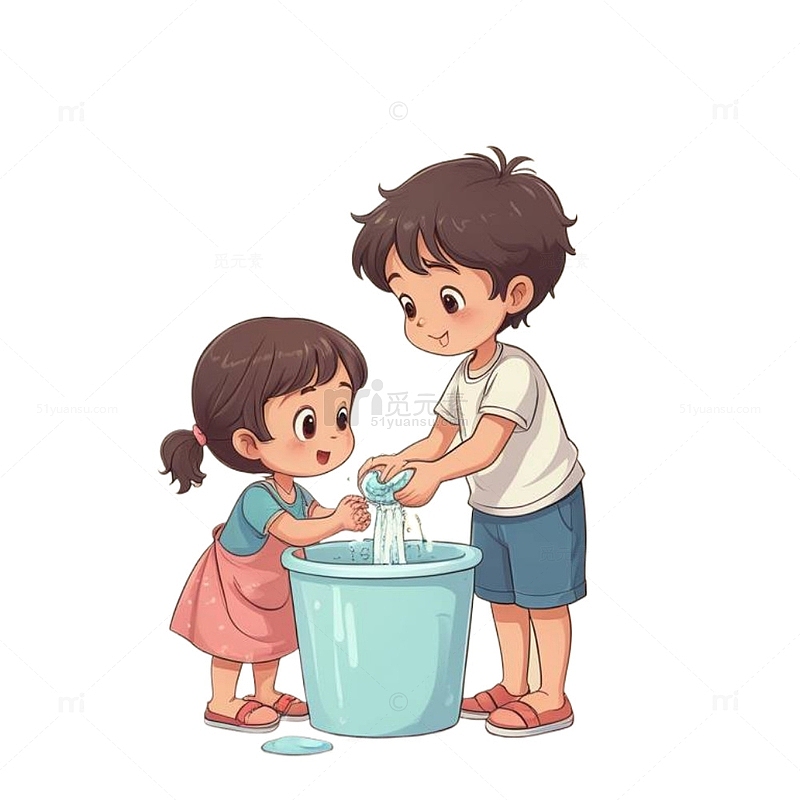 可爱儿童洗手
