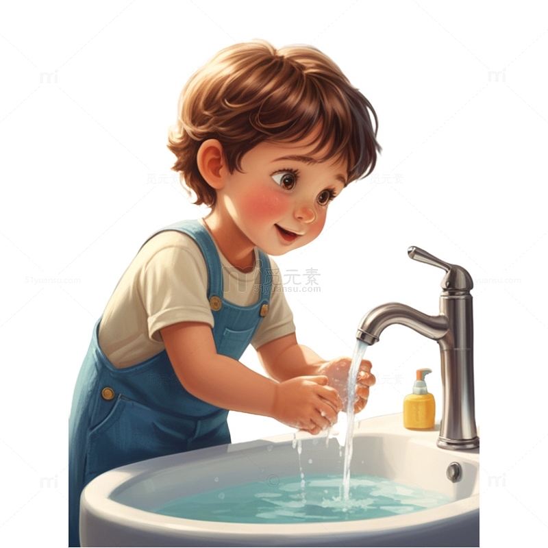 可爱儿童水池洗手