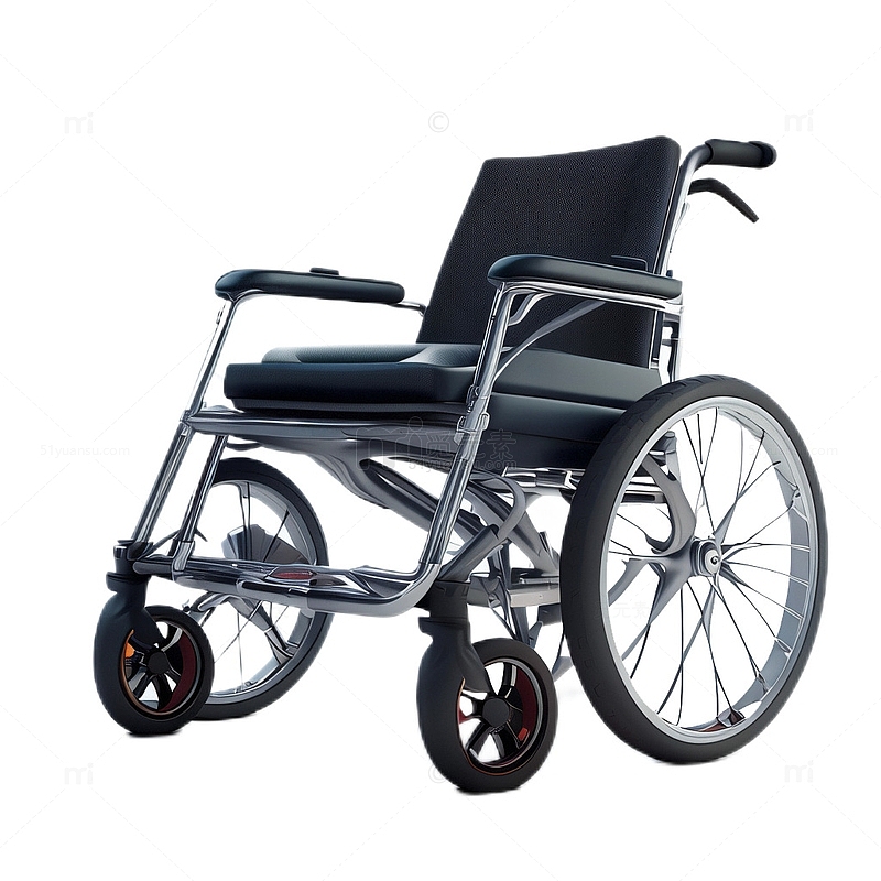 3D立体真实轮椅医疗椅子黑色