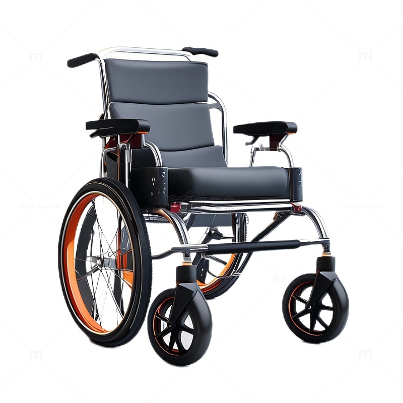 3D立体真实轮椅医疗椅子黑色金属