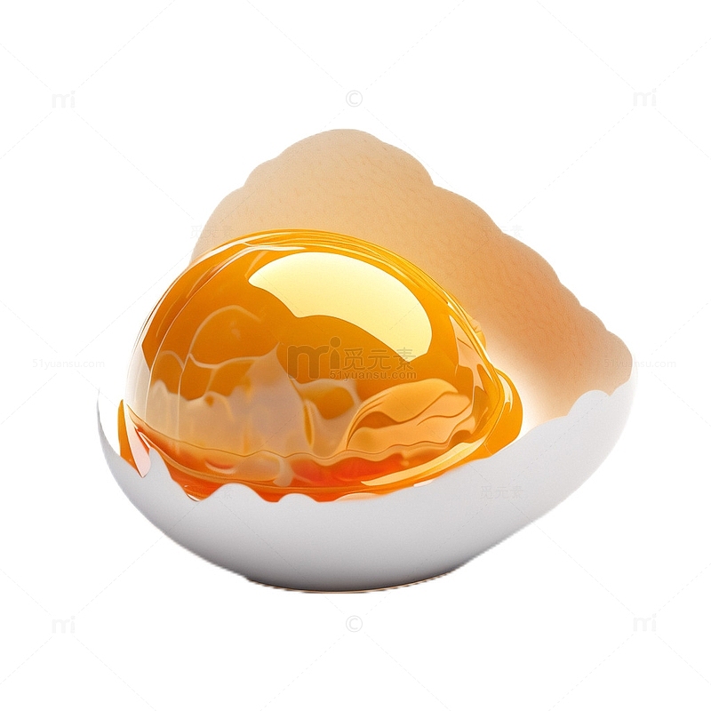 3D立体真实破碎鸡蛋鸡蛋黄食物