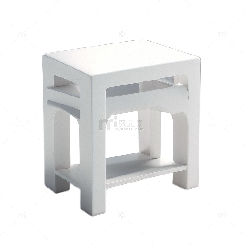 3D立体真实凳子家具家居白色