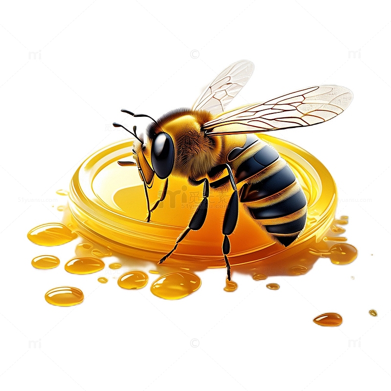 3D立体真实蜜蜂蜂蜜营养洒出