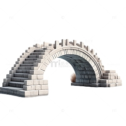 3D立体真实石质拱桥中国风