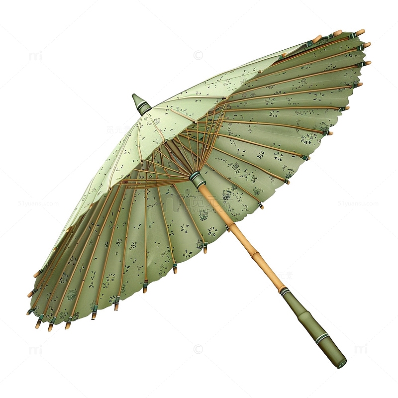 碎花绿色谷雨油纸伞