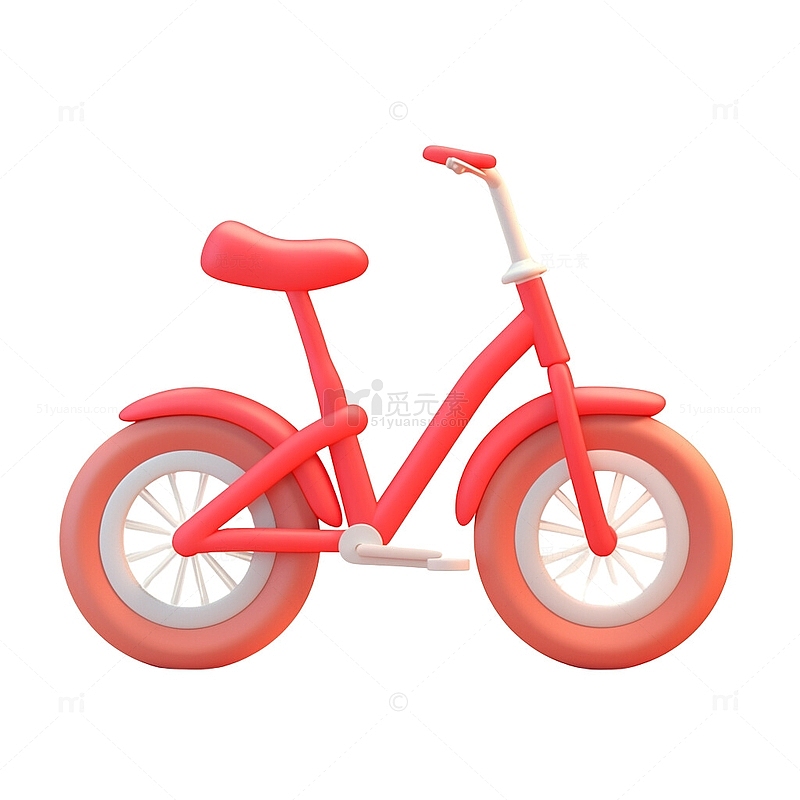 卡通红色自行车