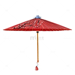 油纸伞古风雨伞谷雨节气红色手绘