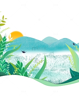 农田水稻插秧秧田播种插画