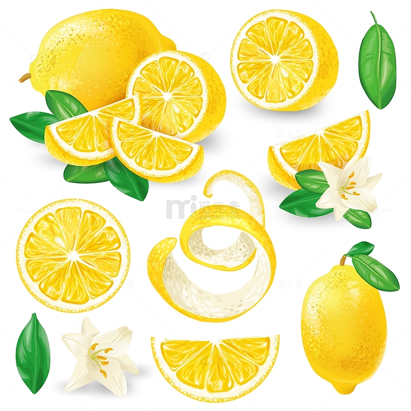 柠檬水果鲜果元素