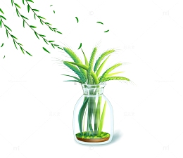清新绿色麦穗插花