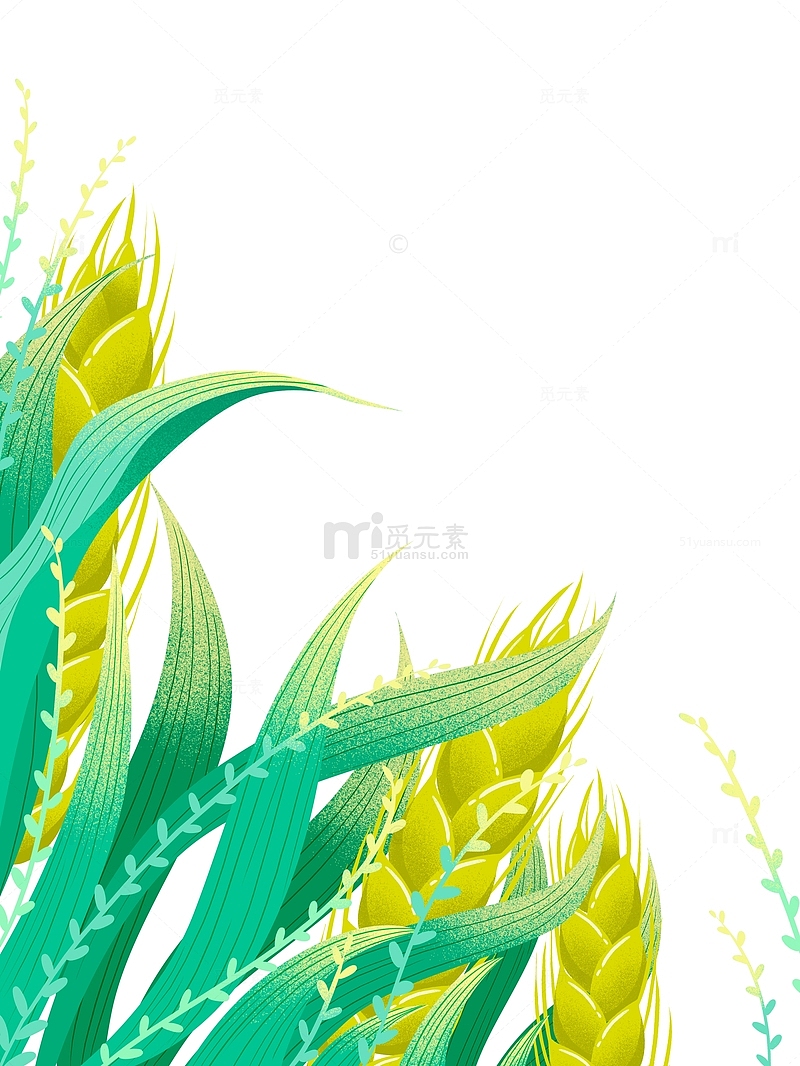 卡通彩绘麦穗麦子叶子