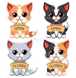 四只可爱的宠物猫