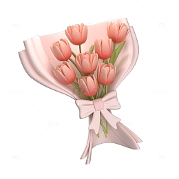 3d立体鲜花母亲节电商促销元素组合