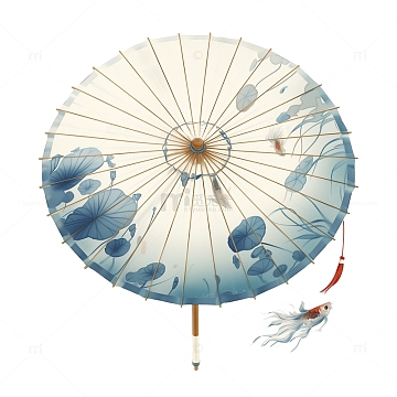 蓝色古风油纸伞素材