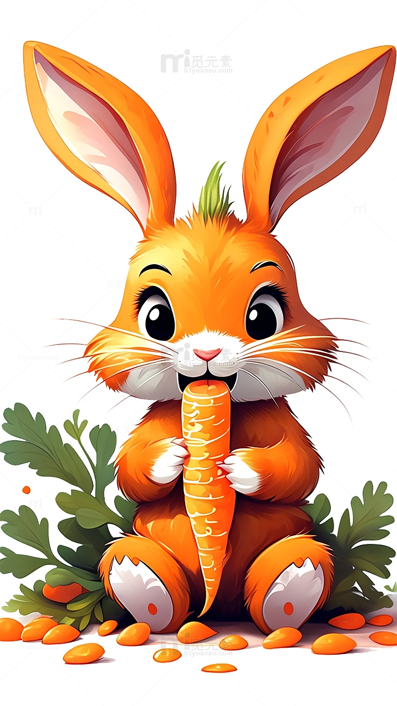 可爱兔子吃胡萝卜